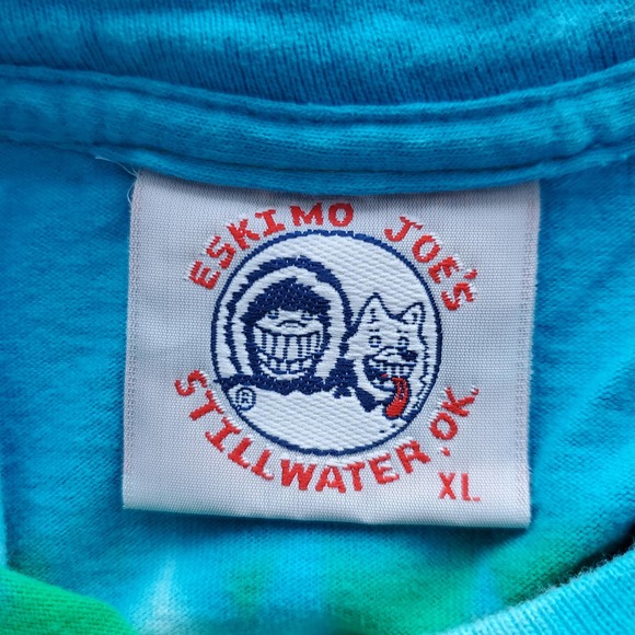 Vintage Eskimo Joe's Stillwater Oklahoma Rainbow Tie Dye Trippy Tshirt Sz XL - Picture 4 of 6